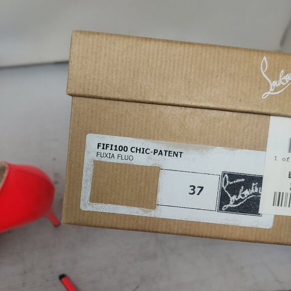 CHRISTIAN LOUBOUTIN Patent Fifille Fluo Rose Pink Pump Shoe - Picture 7 of 12